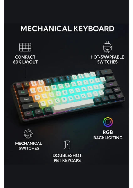 Blic T60WB Tam Mekanik Rgb Antighosting Red Switch Gaming Oyuncu Klavyesi